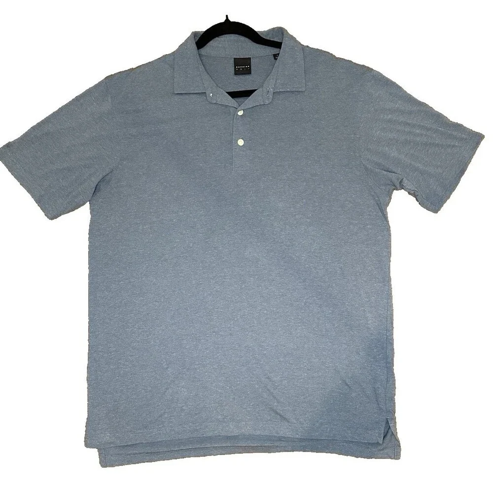 Dunning Golf Performance Polo Men’s Size L – Blue Heather – Coolmax Stretch